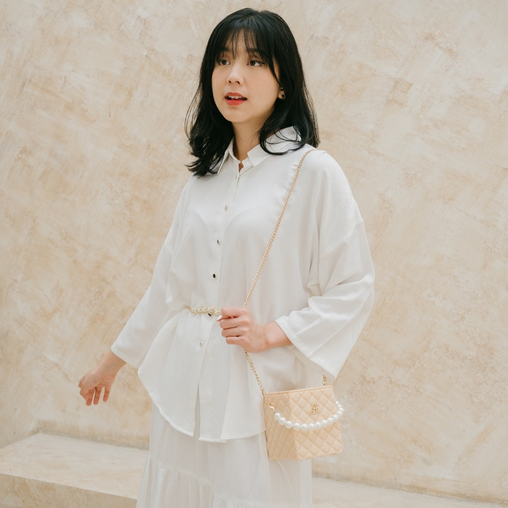Image of Eclemix Top Hana | Atasan Wanita Kemeja Kancing Depan Polos Lengan Panjang Daily Basic